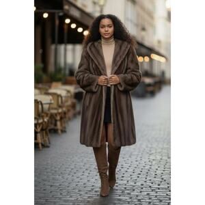 Vintage Women’s 1950’s Collins & Aikman Wink Candalon Faux Fur Coat Size XL